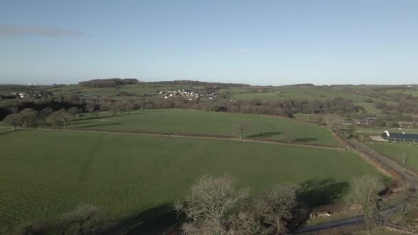 Aerial Bucolic Scene Rolling Hills Healthy Green Pasture Land — Stock Video