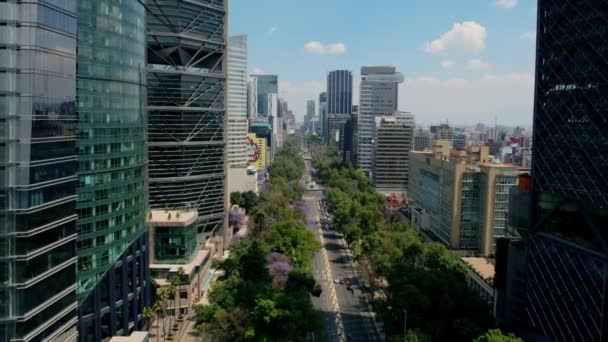 Drone Através Cdmx Street Angel Independencia — Vídeo de Stock