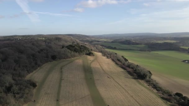 People Out Walk Green English Countryside Autumn Day — Stock Video