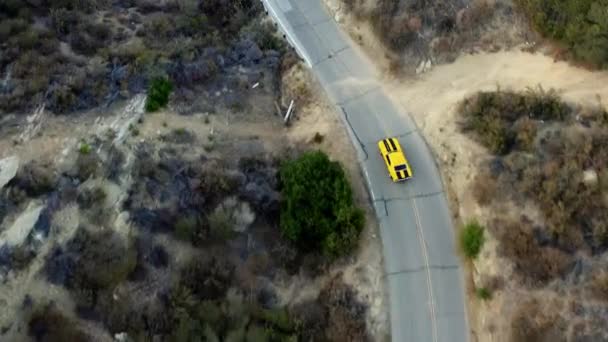 Aerial Drone View Chevrolet Camaro 1968 Sports Car Driving Highland — стокове відео