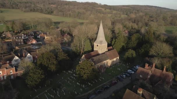 Aerial Orbits James Church Golden Light Shere Guildford — 비디오