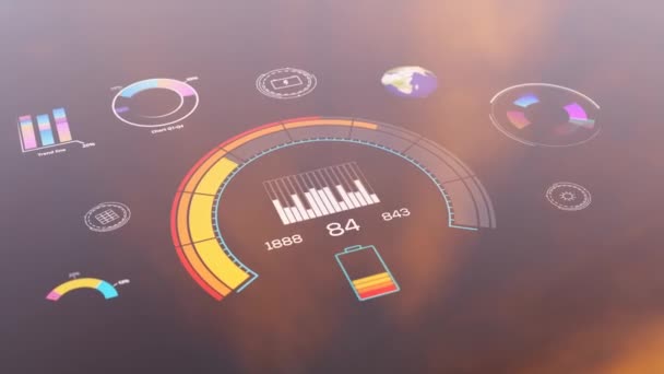 Battery Charging Green Technology Data Screen Rendering Animation — Vídeo de stock