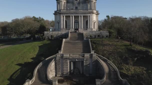 Aerial Rises Reveal Dome Ashton Memorial Lancaster England — Stock videók