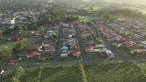 Lovely Drone Shot Homes Fortuna Costa Rica Sunset — Stok video