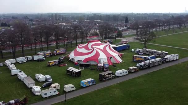 Planeta Circo Osado Entretenimiento Colorido Remolino Tienda Caravana Remolque Anillo — Vídeos de Stock