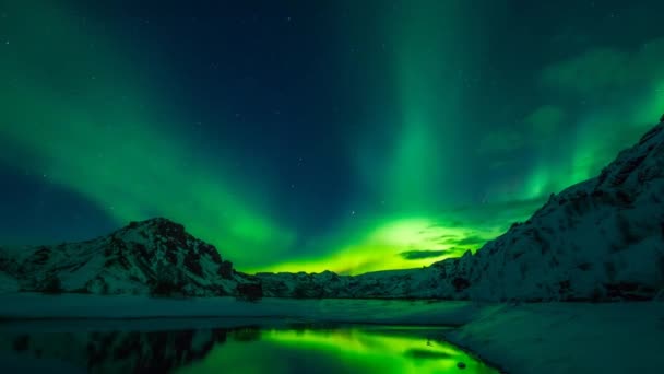 Timelapse Aurora Borealis Northern Lights Inglés Aurora Boreal Vía Láctea — Vídeos de Stock