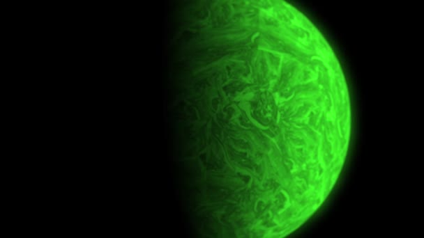 Închiderea Exoplanetei Verzi Neon Rotative Spațiu Îndepărtat Cgi Univers — Videoclip de stoc