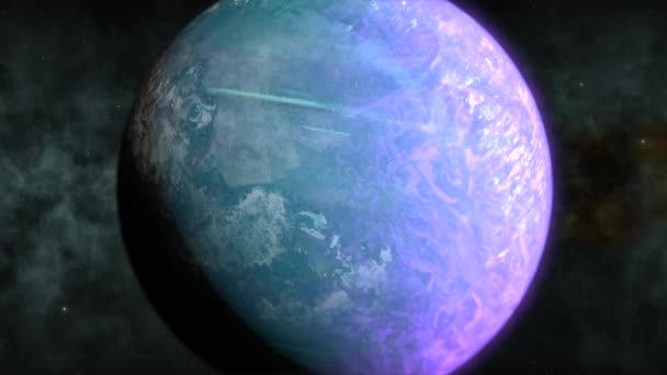 Közelkép Felfedezetlen Forgó Szuper Föld Mint Exoplanet Távoli Űrben Cgi — Stock videók