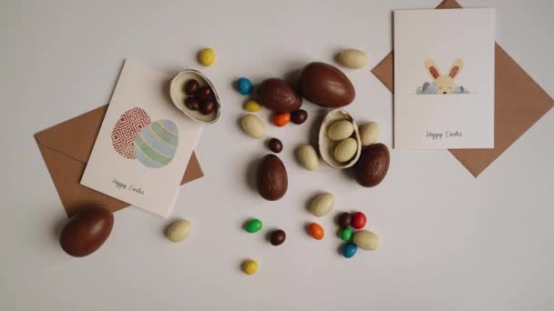 Wesołych Świąt Wielkanocnych Ręcznie Rysowany Wzór Wiosennej Kartki Okolicznościowej Pyszne — Wideo stockowe