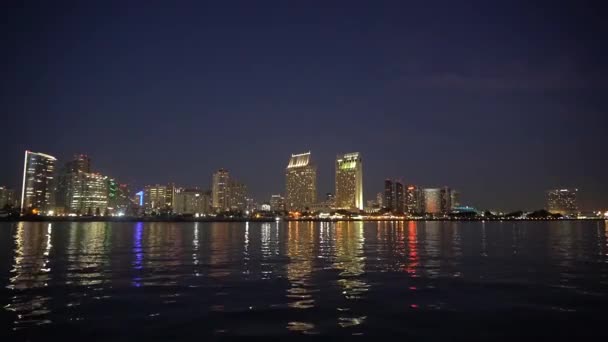 San Diego Skyline Eau Nuit — Video