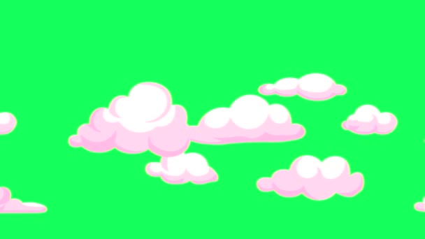 Animación Esponjosas Nubes Rosadas Que Mueven Izquierda Derecha Sobre Pantalla — Vídeos de Stock