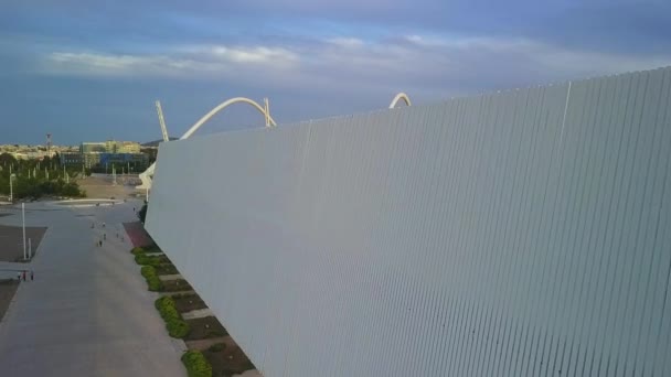 Filmato Aereo Dello Stadio Olimpico Inutilizzato Atene Grecia Con Città — Video Stock