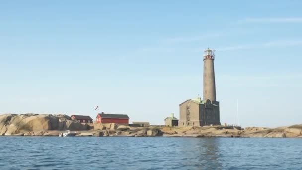 Finlandiya Nın Güneyindeki Tarihi Deniz Feneri Bengtskar Sakin Güneşli Bir — Stok video