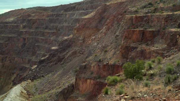 Lavender Pit Mine Bisbee Arizona Close Upper Section Open Copper — Vídeo de stock