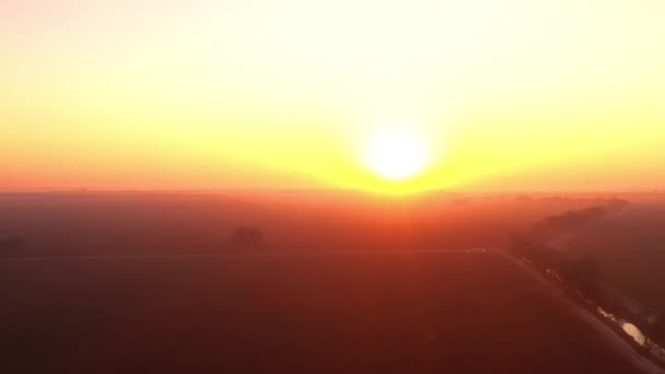 California Sunrise Hazy Atmospheric Fields Water Canal — Stock Video