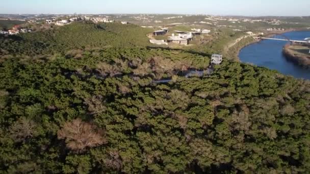 Observatoriet Har Utsikt Över Sjön Austin Texas Silhuett — Stockvideo