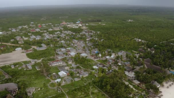 Liten Stad Tropisk Palm Träd Regnskog Stormig Himmel Zanzibar — Stockvideo