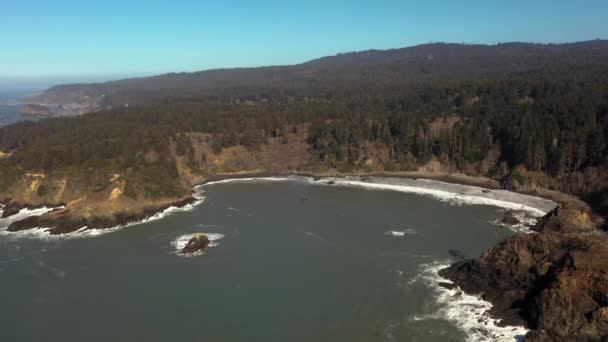 Aerial View Trinidad State Beach Pewetole Island Northern California — Vídeo de stock