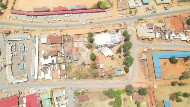 Road Divides Several Blocks Houses Kenya Aerial Drone View Rural — Video
