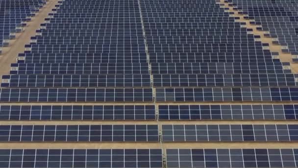 Drone Flight Rows Solar Panels Solar Generating Plant — Stock Video