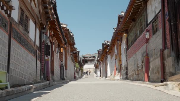 Berühmte Straße Des Dorfes Bukchon Hanok Frühling Seoul Südkorea — Stockvideo