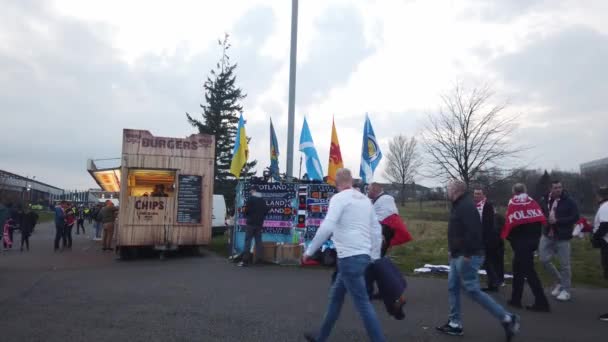 Polish Fans Walking Together Hampden Park — Stock video