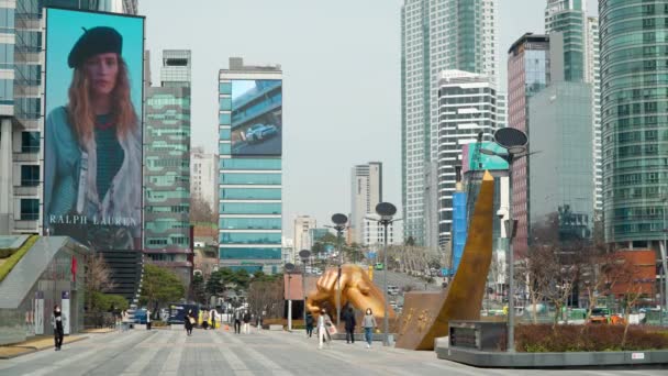 Aufnahme Des Gangnam District Und Coex Complex Seoul Südkorea — Stockvideo