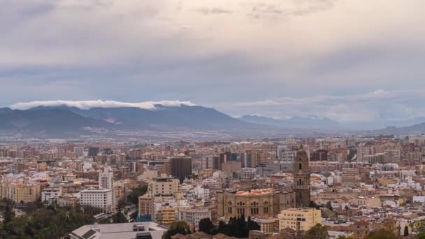 Panning Time Lapse Malaga Spagna Con Vista Panoramica Sulla Città — Video Stock