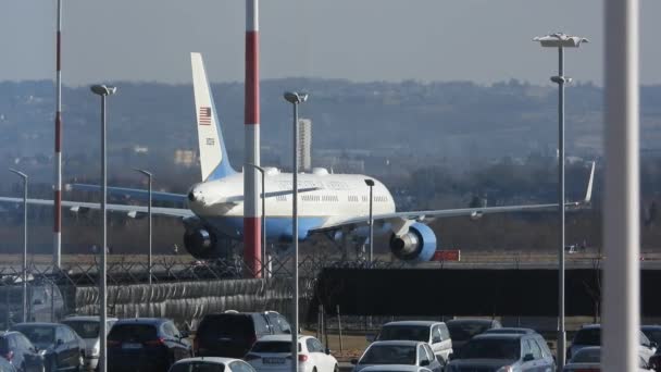 2018 Usa Flagged Plane Parked Rzeszow Jasionka International Airport Nato — 비디오