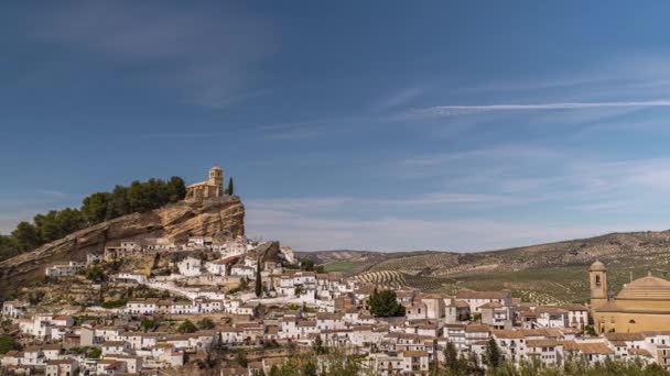 Pan Dorpspanorama Van Beroemde Montefrio Spanje — Stockvideo