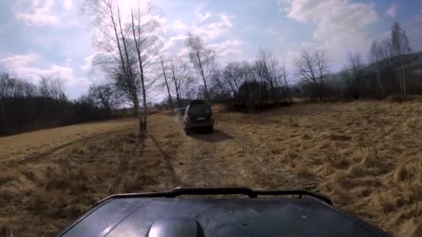 砂利道で運転オフロード4 4車両 Gopro 4KウィンドウのPov — ストック動画