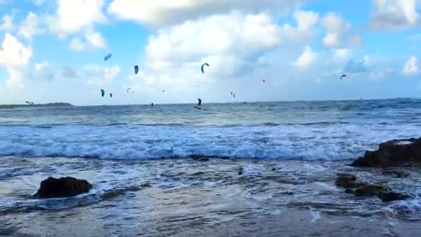 Multidão Kite Surfistas Mar — Vídeo de Stock
