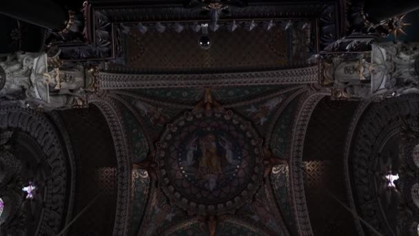 Decorative Chapel Basilica Notre Dame Fourvire Cathedral Lyon France — Stockvideo