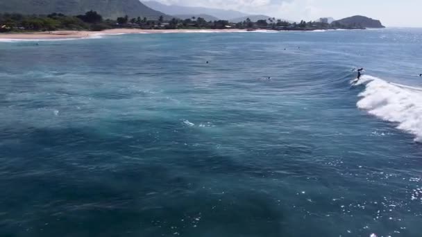 Surf Spot Praia Makaha Com Surfista Montando Onda Oahu Havaí — Vídeo de Stock