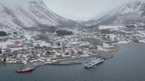 Luchtdrone Trekt Zich Terug Onthult Olderdalen Kaafiord Noorwegen — Stockvideo