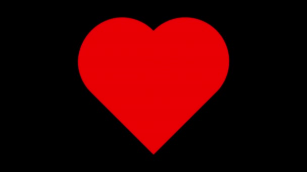 鼓動する心臓 通常のビートでポンピング 普遍的なシンボル 強烈な赤 シンプルなスタイル — ストック動画