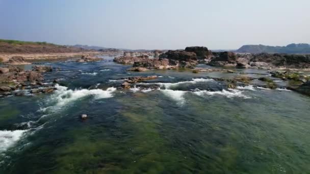 Aerial Left Panning Shot Water Stream Narmada River Vadodara River — Stock Video