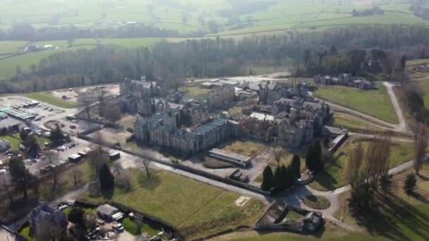 Aerial View Remains Denbigh Mental Hospitalon Sunny Day Flying Right — Stock Video