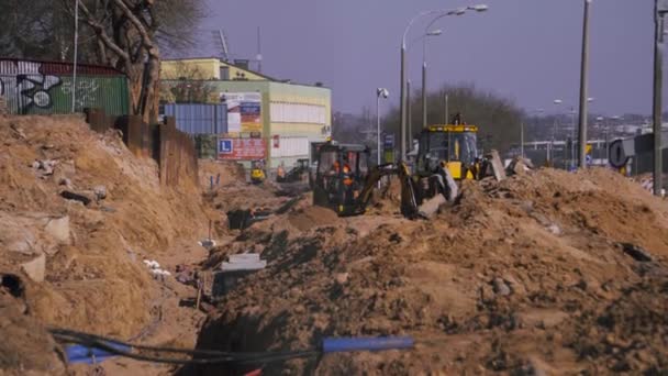 Excavadora Trabajando Día — Vídeo de stock