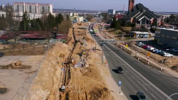 Letecký Pohled Staveniště Silnice — Stock video