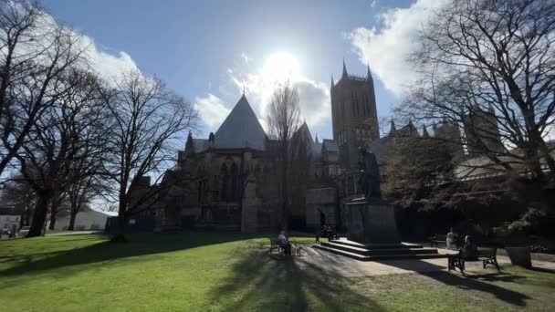 Lincolnova Katedrála Lincolnshire Lincoln Minster Neboli Katedrála Nejsvětější Panny Marie — Stock video