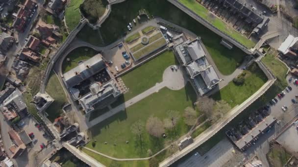 Flygfoto Över Lincoln Castle Lincoln Lincolnshire Storbritannien — Stockvideo