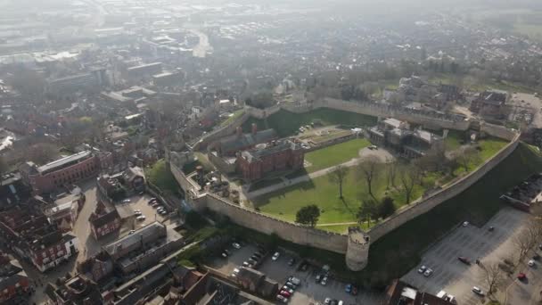 Luchtfoto Van Lincoln Castle Lincoln Lincolnshire Verenigd Koninkrijk — Stockvideo