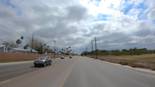 Pov Driving Four Lane Road Turning Gated Community Rio Grande — Stock videók