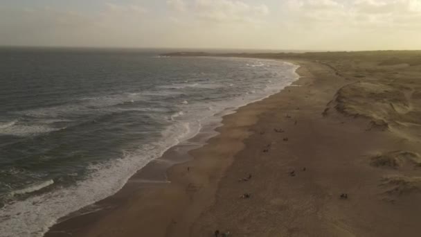 Αεροφωτογραφία Της Playa Viuda Ουρουγουάη Κατά Δύση Του Ηλίου — Αρχείο Βίντεο