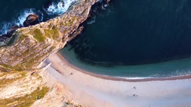 Arial Fly Out Sea Golden Hour Famous Durdle Door Lulworth — Stock Video