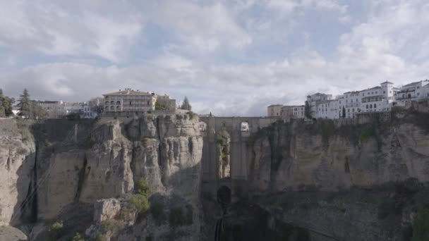 Unique Aerial Angle Famous Puente Nuevo Bridge Ronda Spain — Vídeo de Stock