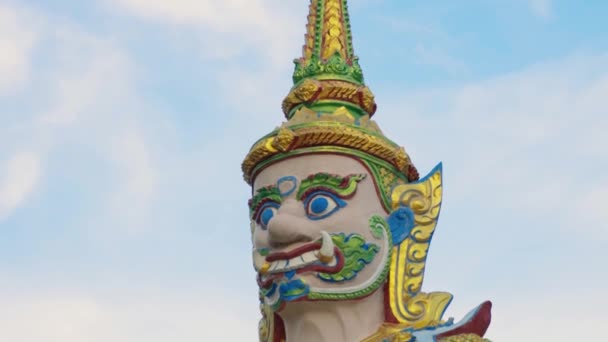 Статуя Будаи Украшения Буддийском Храме Ват Плай Лам Самуи Таиланд — стоковое видео