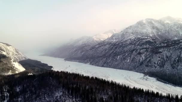 60Fps Aerial Video Matanuska River Valley Sutton Alaska Early Spring — ストック動画