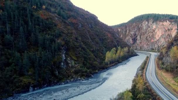 Fps Aerial Video Moving Keystone Canyon Road Valdez Alaska — Video